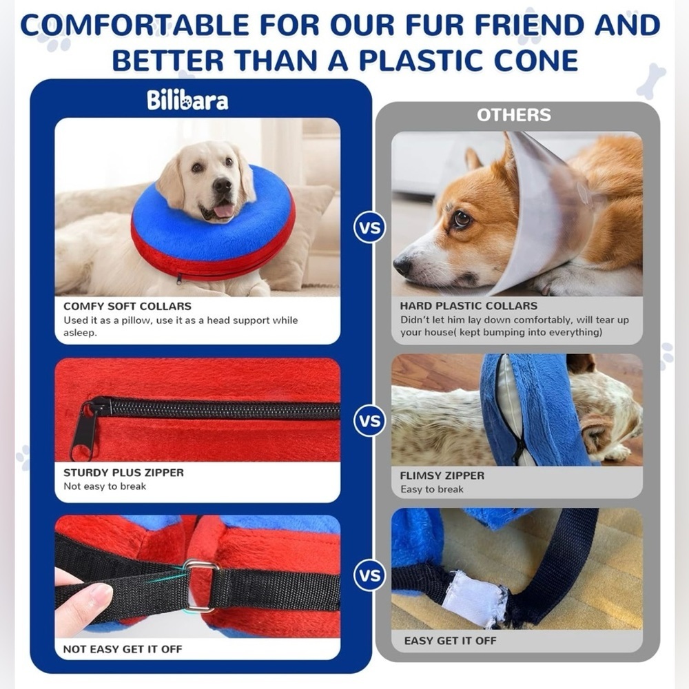 Bilibara Dog Cone Alternative, Inflatable Recovery Collar for Dogs and Cats - Picture 4 of 6